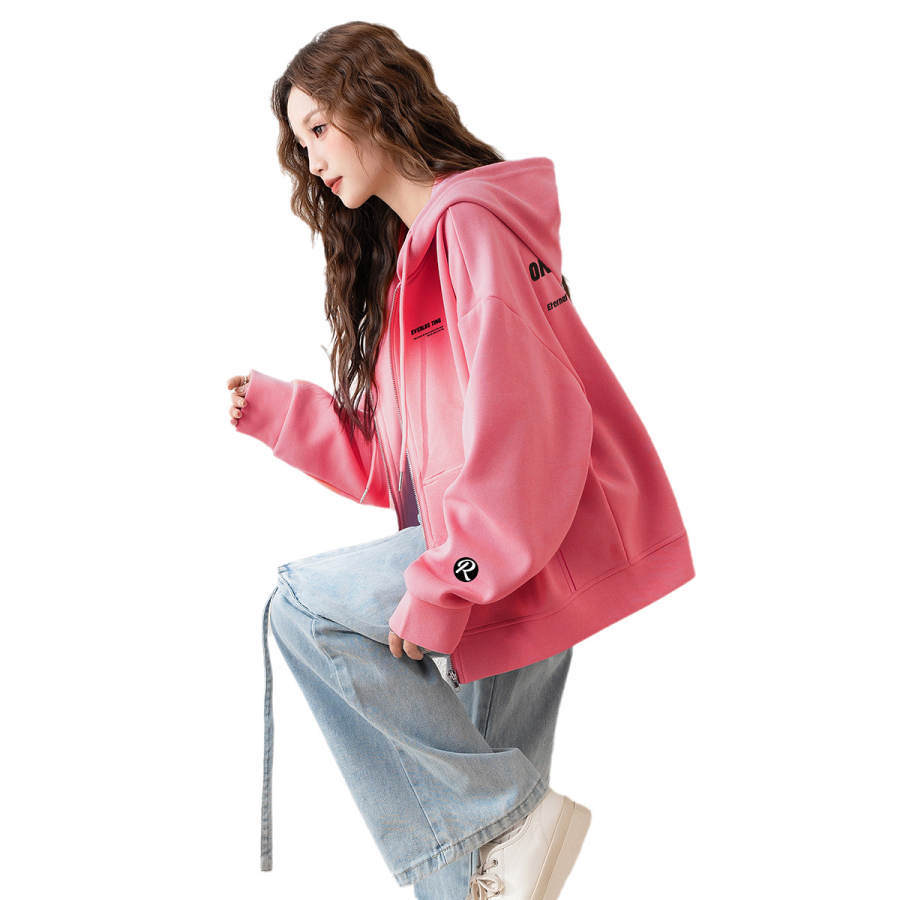 Tonlion Sweatshirts Women's Hooded Moderate Cardigan