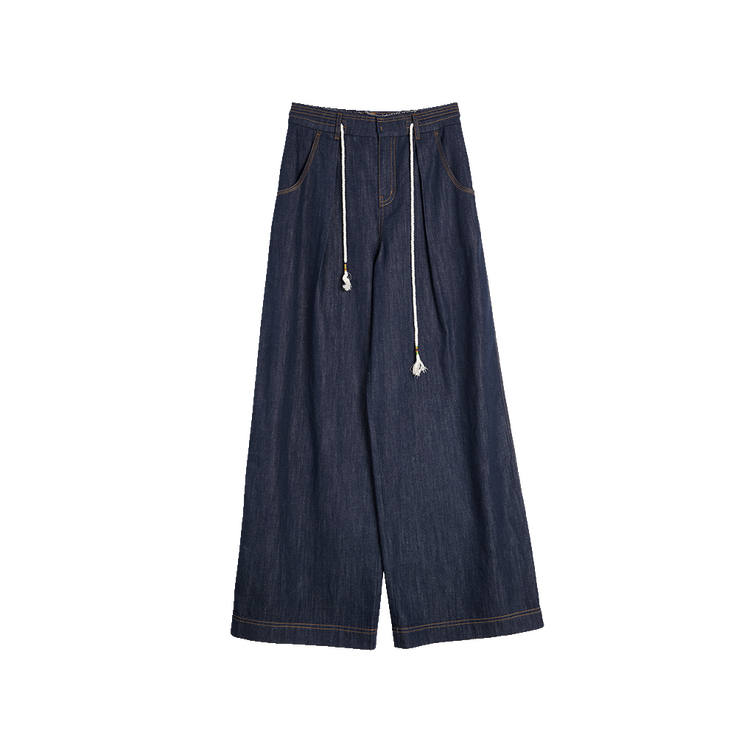 ELLE Jeans Women's Denim Blue Moderate Straight Fit Pants
