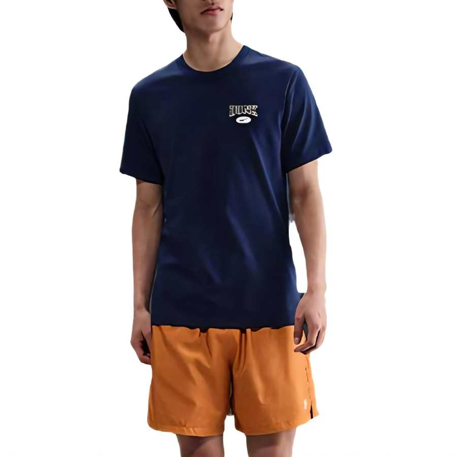 Nike Nike T Shirts Men's Marine Blue Crew Neck Moderate Straight Fit
