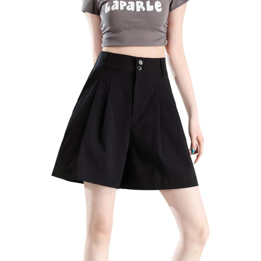 BALENO Fashion High Rise A Line Outerwear Petite Thin Wide Leg Pants Loose Fit Business Suit Casual Shorts Summer