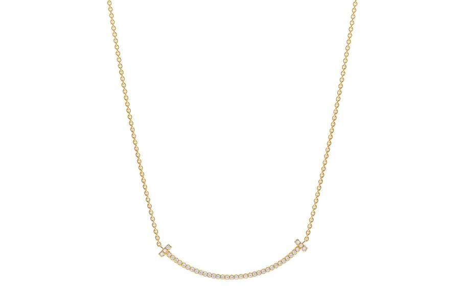 TIFFANY & CO. 2010s 18k Rose Gold T smile Diamond Necklace