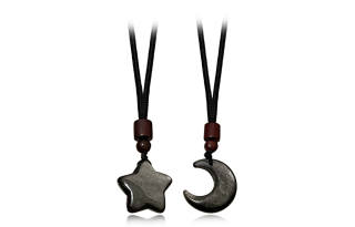 Muyan Obsidian Star Moon Necklace Unisex