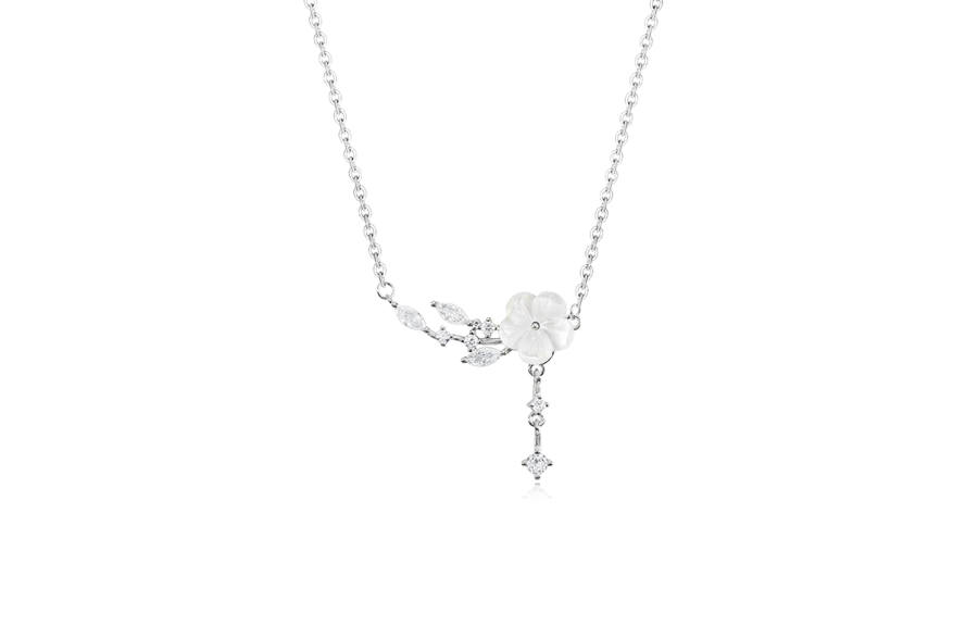 MISS TOOYA 999 Silver Zircon Necklaces Women's