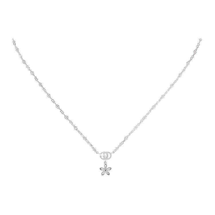 GUCCI Flower And Double G Necklace With Diamonds