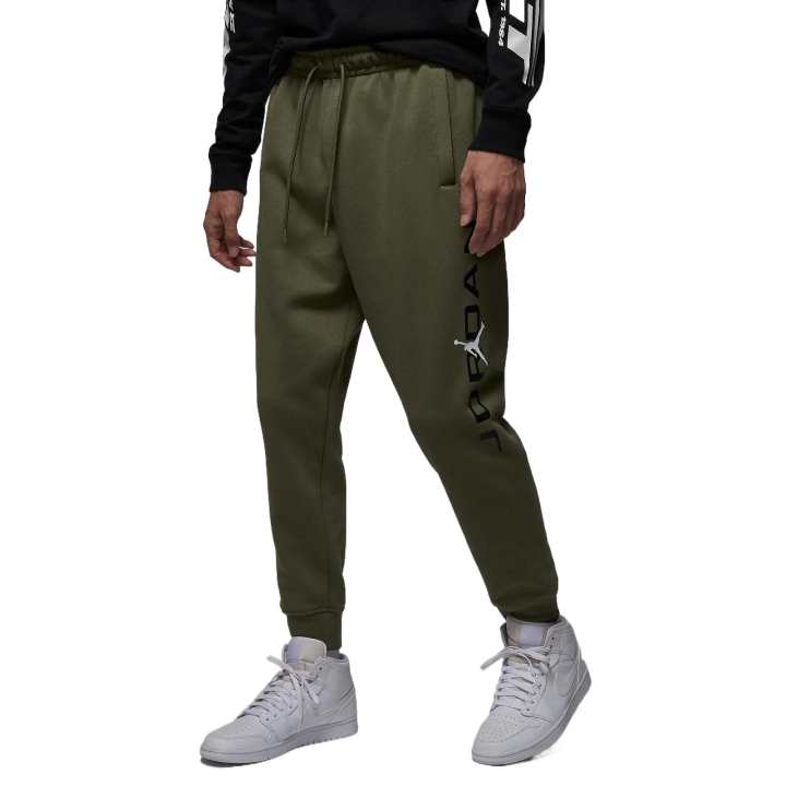 Jordan Jordan Fleece Lined Comfortable Soft Breathable Mid Rise Pants Knitted Sweatpants Men's Medium Olive Green