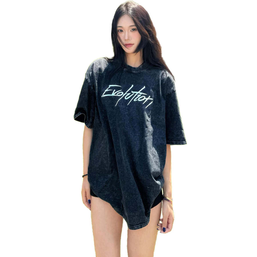 ZIAREL T Shirts Unisex Black Crew Neck Moderate Heavyweight