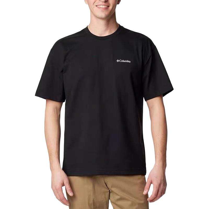 Columbia T Shirts Men's Black Crew Neck Moderate