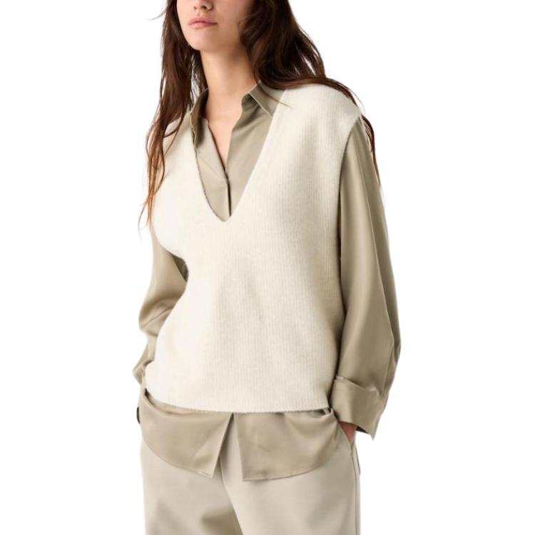 UNIQLO Tank Tops Women's Ivory V Neck Moderate Other