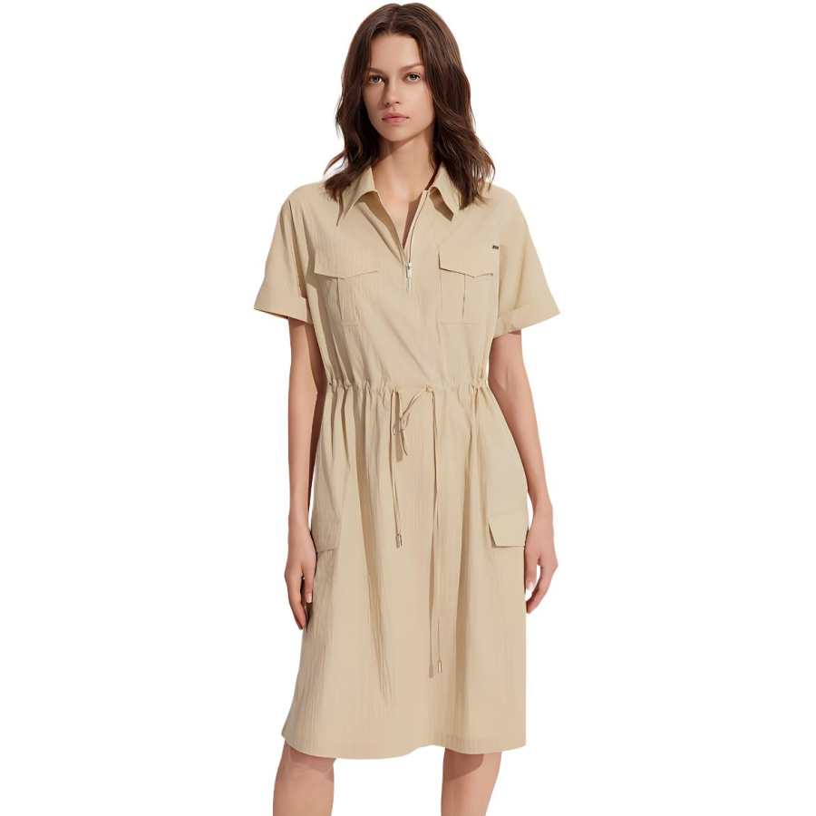 ELLE Short Sleeved Dress Women's Khaki