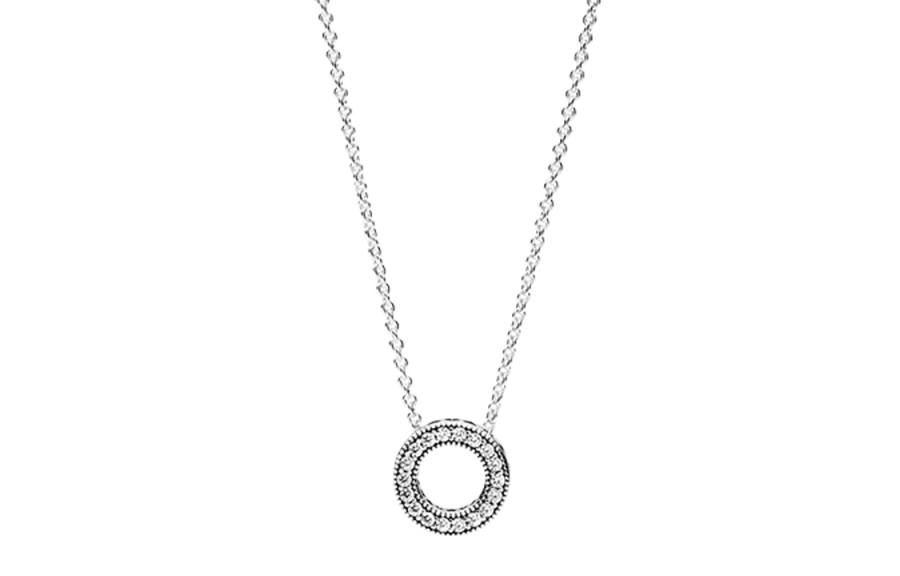 Pandora 925 Sterling Silver Synthetic Cubic Zirconia Necklaces Women's Silver