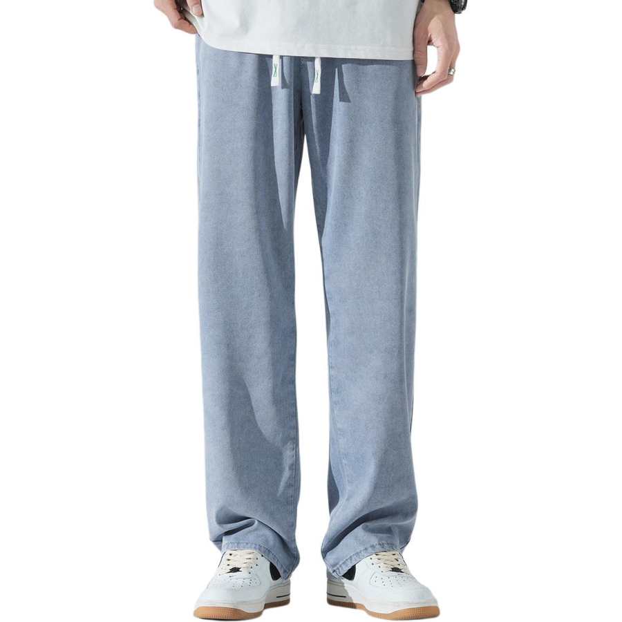 Tonlion Jeans Men's Light Blue Thin Straight Fit Pants