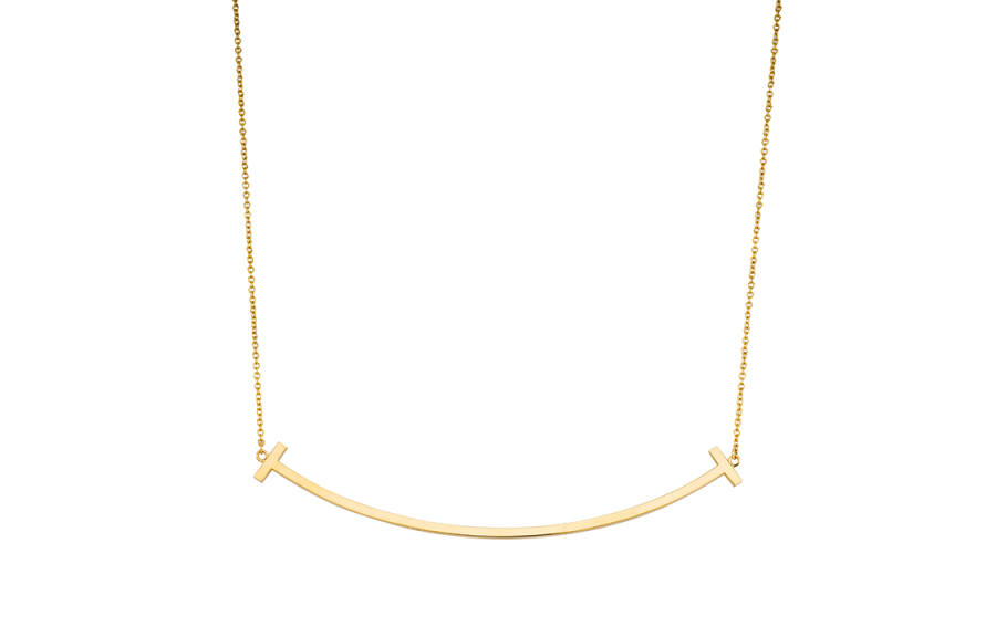 Tiffany & CO. 2010s 18K yellow gold large T-smile necklace