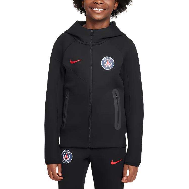 Nike Nike Sweatshirt Paris Saint Germain Tech Fleece Football Full Zip Hoodie Black Teenagers
