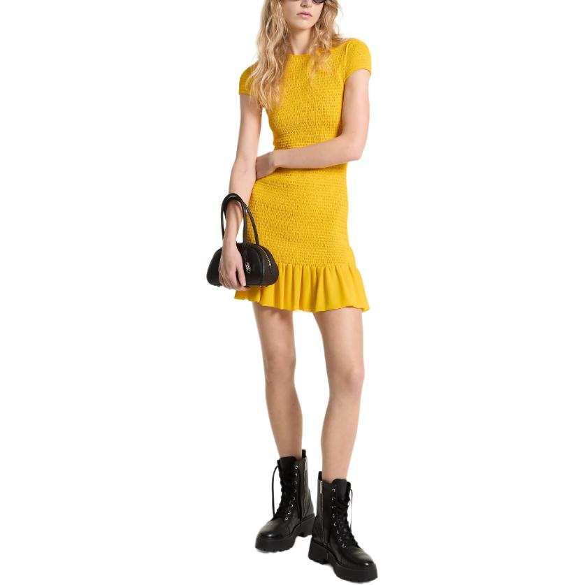 MICHAEL KORS MMK SS24 Short Sleeved Dress Women's Yellow