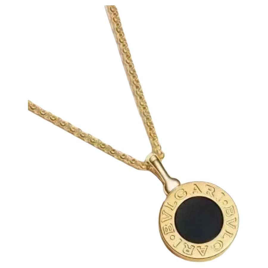 Bvlgari onyx yellow gold pendant