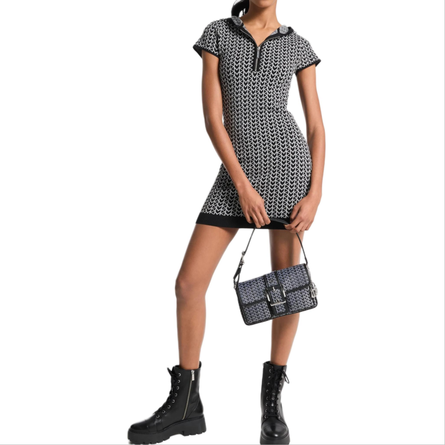 MICHAEL KORS Short Sleeved Dress Women's Black Gray