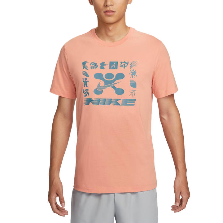 Nike Nike T Shirts Men's Orange Crew Neck Moderate Straight Fit