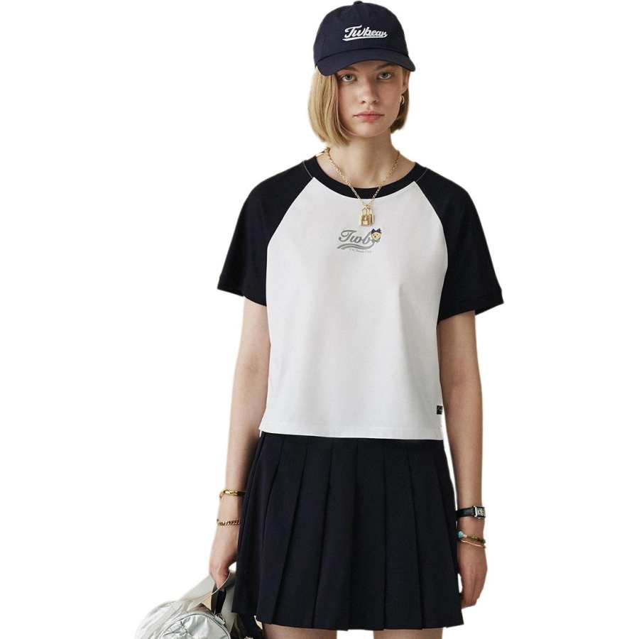 Teenie Weenie T Shirts Women's Navy Blue Crew Neck Moderate Straight Fit