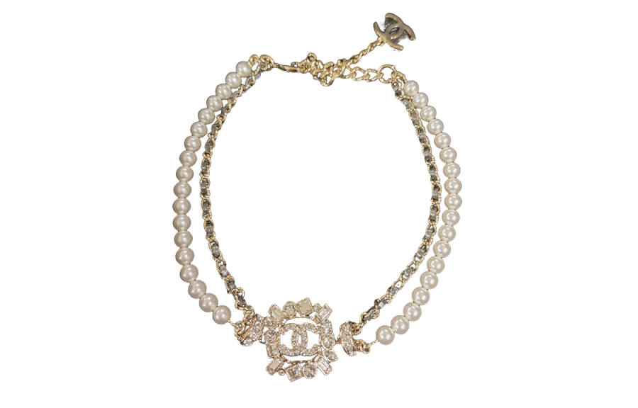 CHANEL 23P Synthetic Cubic Zirconia/Rhinestone, Pearl, Metal Necklaces Women's
