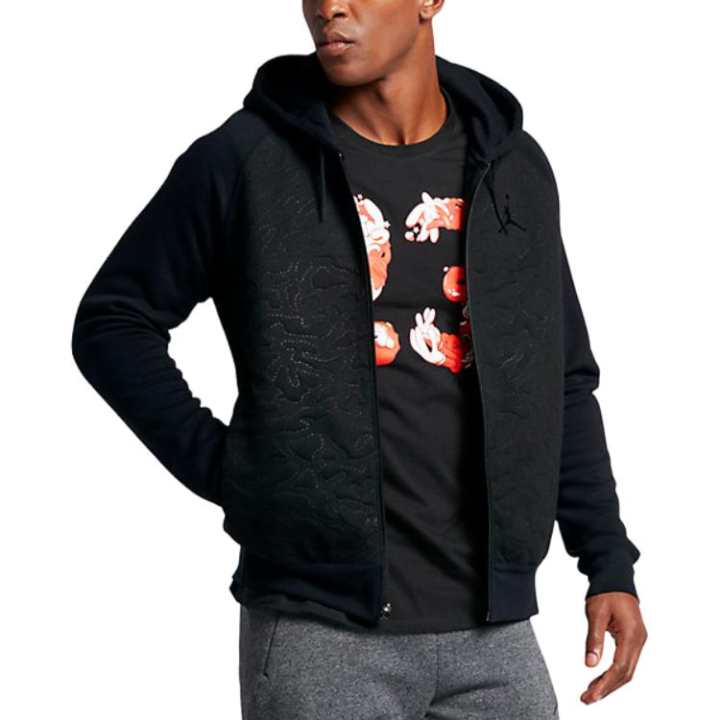Jordan Jordan 3 FLEECE Comfortable Zippers Fleece Lined Hood Jacket Men's Black