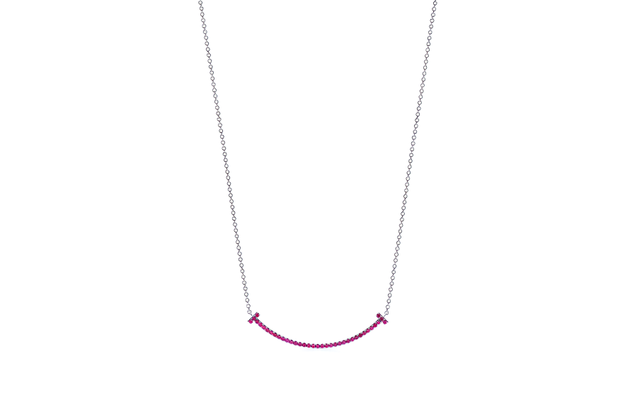 TIFFANY & CO. Pre Owned 2010s 18K White Gold Small T Smile Sapphire Necklace