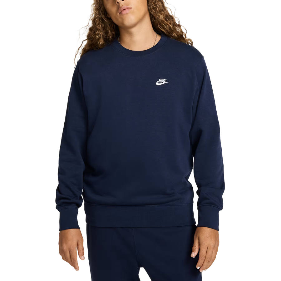 Nike Nike Club Sweatshirts Men's Marine Blue Crew Neck Moderate Regular