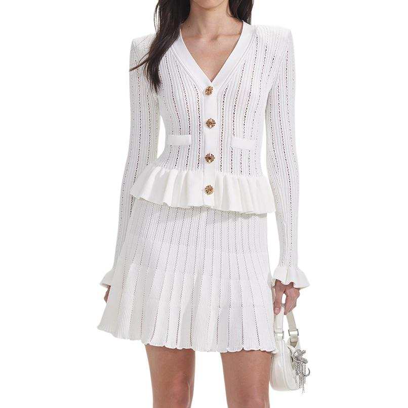 Self-portrait Self portrait Long Sleeved Dress Women's Pure White