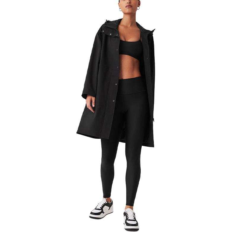 Alo Yoga RAIN Or SHINE LONG COAT Women's Black