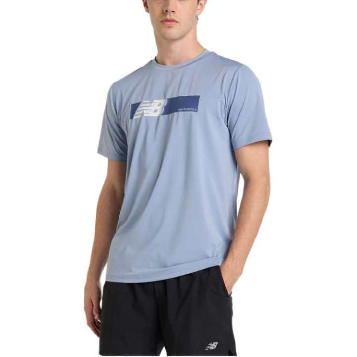 New Balance New Balance SS25 BOX LOGO PERFORMANCE T Shirt Men's Blue