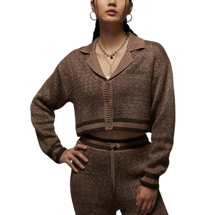 Jordan Jordan Sweaters Women's Khaki Lapel Moderate Cardigan