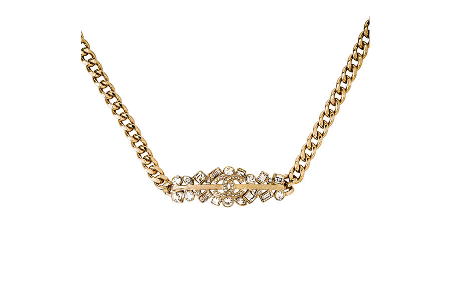 CHANEL Pre Owned 2023 Rhinestone embellished Cc Chain Necklace