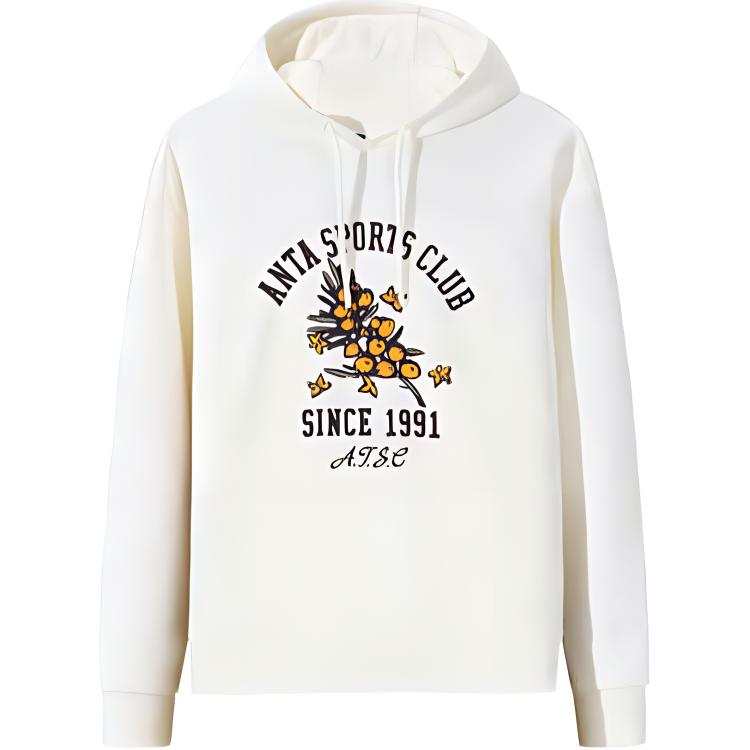 Anta Life Collection Loose Fit Fleece Lined Sports Thermal Sweatshirt Women's Ivory White