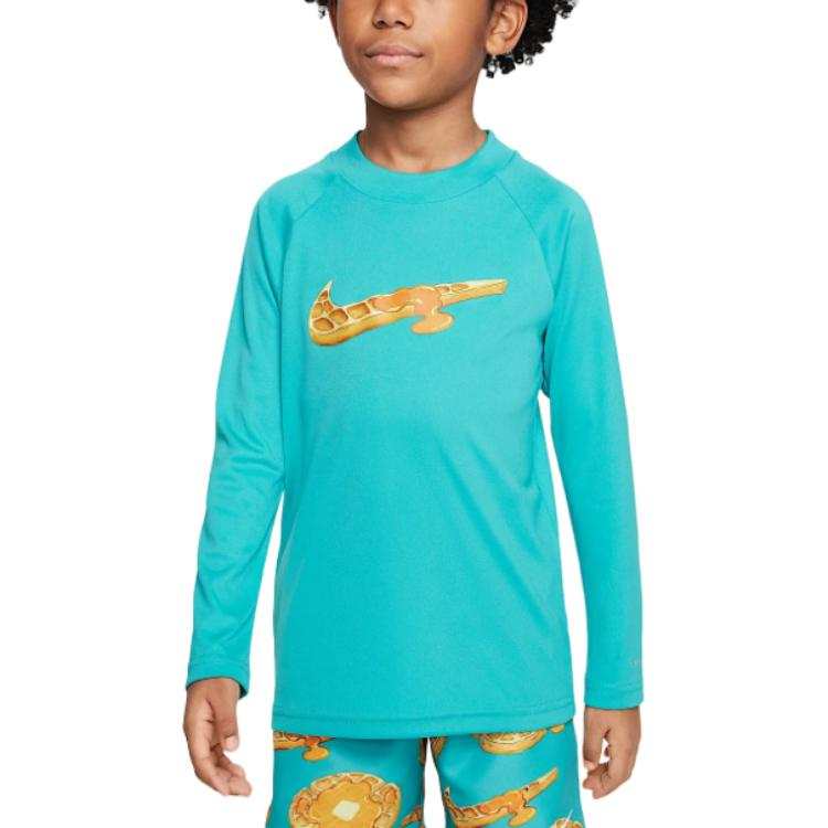 Nike Nike Dri Fit T Shirt Swim Hydroguard Cactus Green/Coconut Milk/White Children Aged 3 7 Years Old