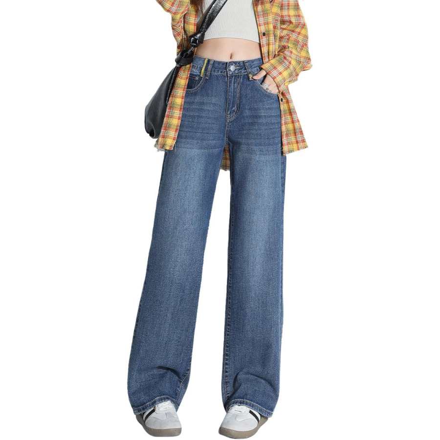 Tonlion Jeans Women's Medium Blue Moderate Wide Leg Pants