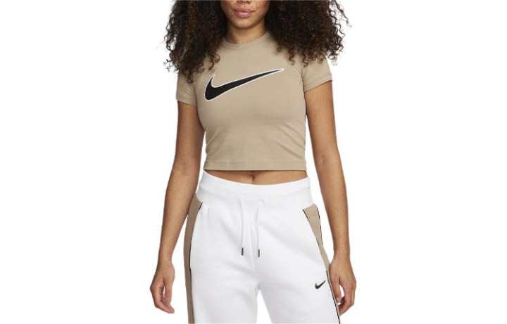 Nike Nike T Shirts Women's Khaki Crew Neck Moderate Straight Fit