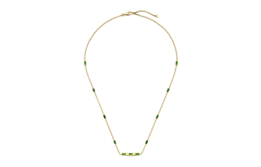 GUCCI Link To Love Series 18K Gold Necklaces Women's Gold/Green