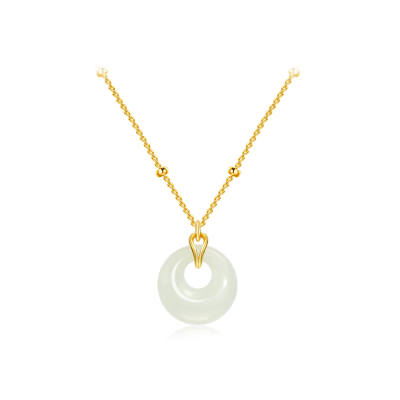 Gongzhu Hetian Jade Necklace Gift Box Set Items Pale Greenish White Jade Women's