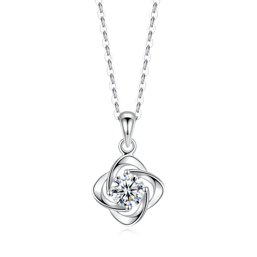 WINY 999 Fine Silver Synthetic Cubic Zirconia Necklaces Women's
