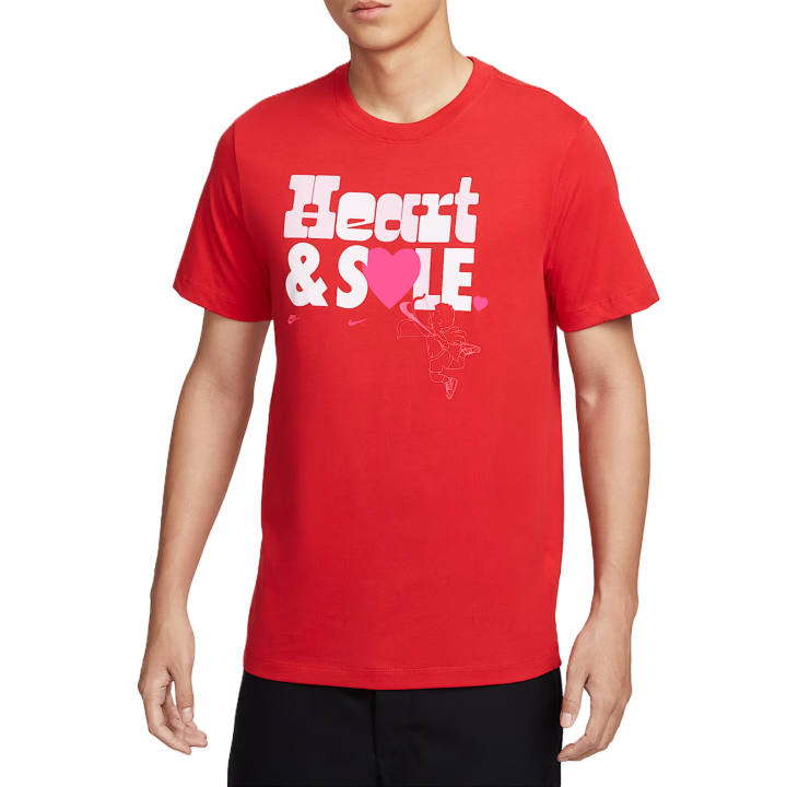 Nike Nike Sportswear T Shirts Men's Red Crew Neck Moderate Straight Fit