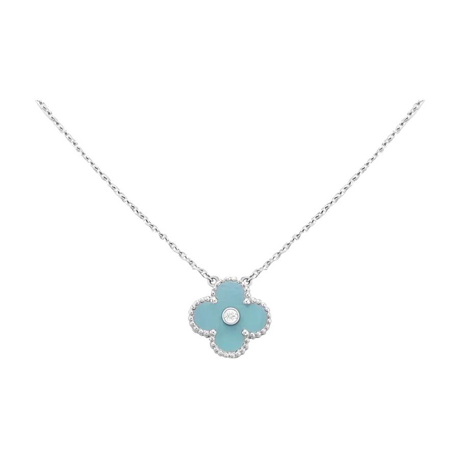 Van Cleef & Arpels Alhambra 18K Gold Necklaces Unisex White Gold