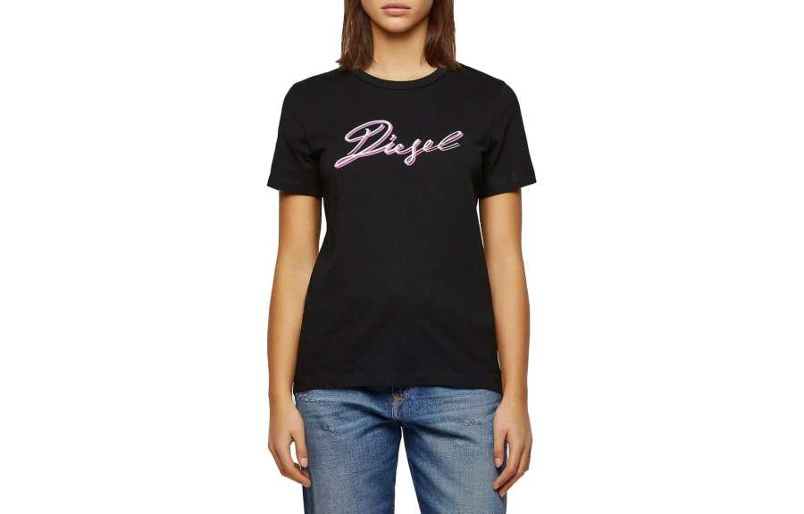 DIESEL T Shirts Women's Black Crew Neck Moderate