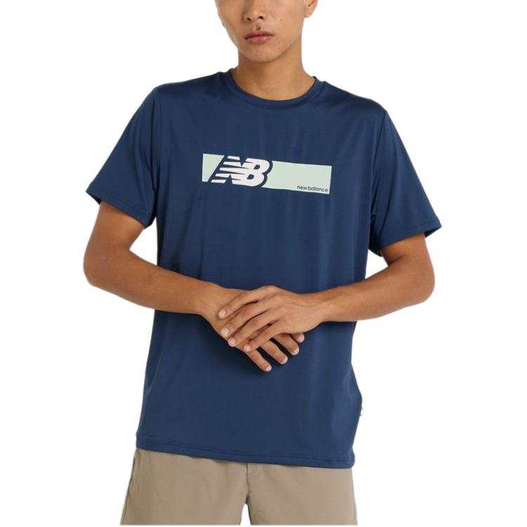 New Balance New Balance SS25 BOX LOGO PERFORMANCE T Shirt Men's Marine Blue