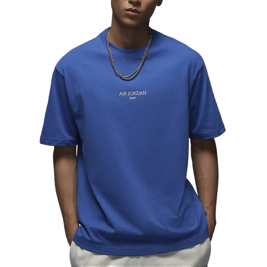 Jordan Jordan T Shirts Men's Blue Crew Neck Moderate Straight Fit