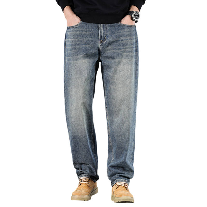 Jeep Jeans Men's Vintage Blue Thickened Straight Fit Pants