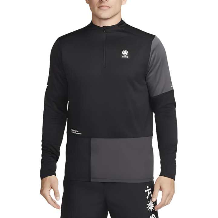 Nike Nike Dri FIT Wild Run Element 1/2 Zip Graphic Running Top Workout Clothing Men's Black