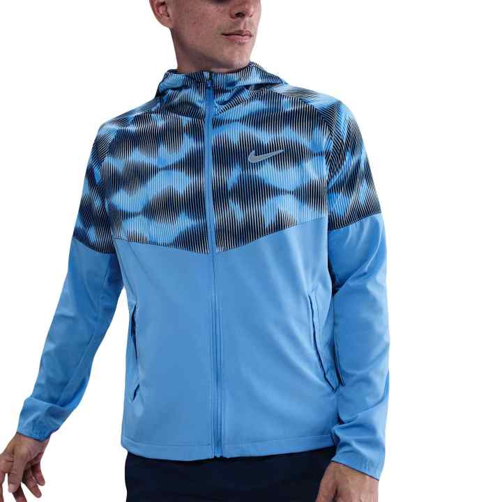 Nike Nike MILER Jackets Men's Blue Hooded Moderate Soft Shell