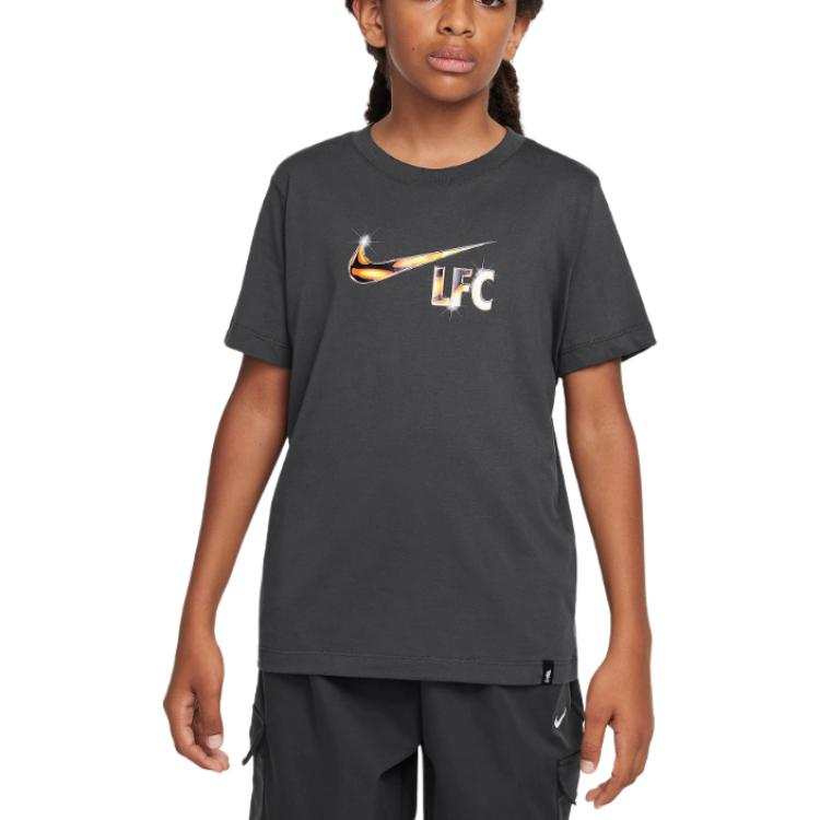 Nike Nike LiverpoolFC T Shirt Swoosh Soccer Dark Smoke Gray Teenagers