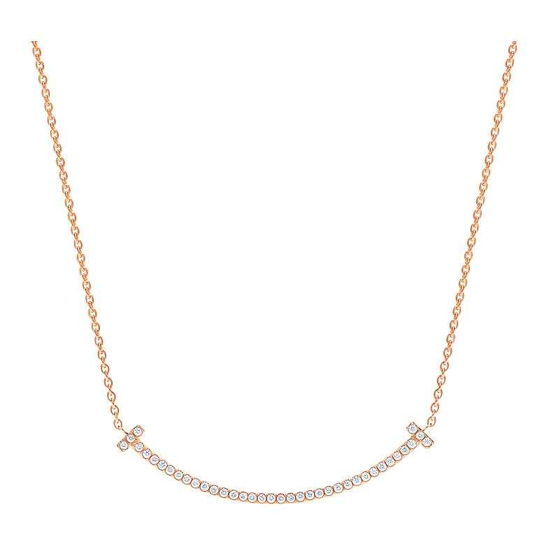 TIFFANY & CO. T 18 carat Rose Gold Set With Diamonds Necklaces Women's
