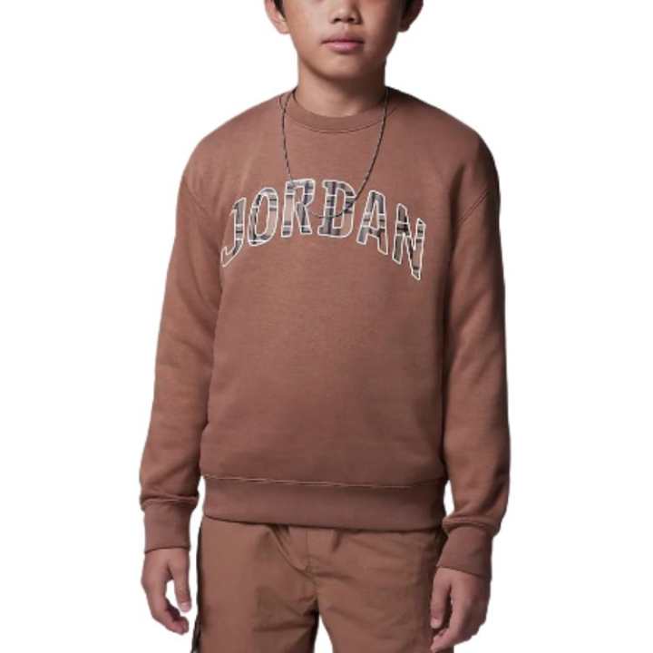 Jordan Jordan Sweatshirt BrooklynEssentials Fleece Lined Crew Neck Versatile Pullover Ancient Brown Teenagers