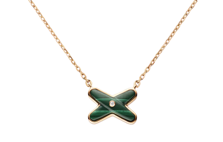 Chaumet 18K Gold Malachite Diamond Necklaces Women's